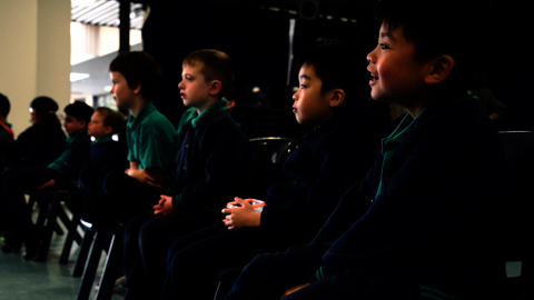 Students of Ashwood School, Victoria enjoying an Imagination Exploration performance